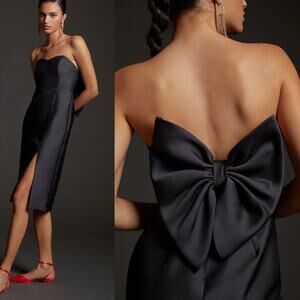Hutch Black Strapless Bow Back Sweetheart Neck Mini Dress Cocktail Party Sz 2